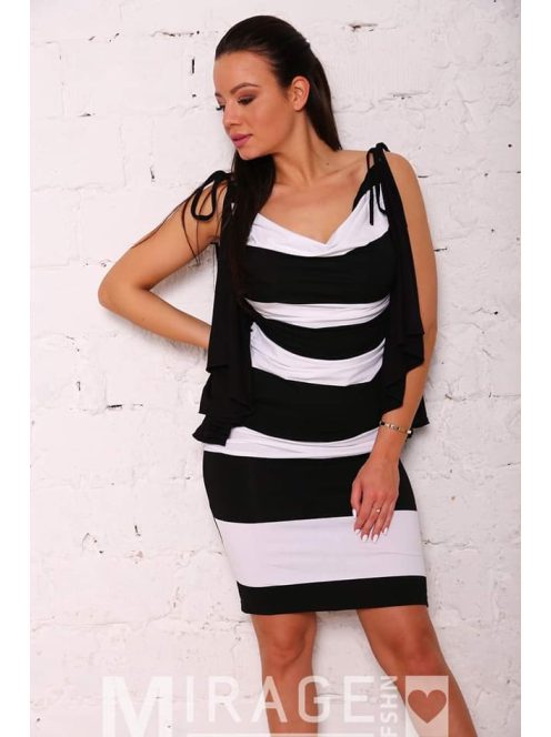 Mirage Fashion Fekete-Fehér csíkos Zuzmo ruha