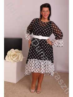 Darkwin Fekete-Fehér Pöttyös, Fodros ruha