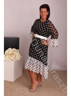 Darkwin Fekete-Fehér Pöttyös, Fodros ruha