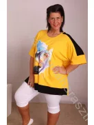 Sinyora Sárga arc mintás felső