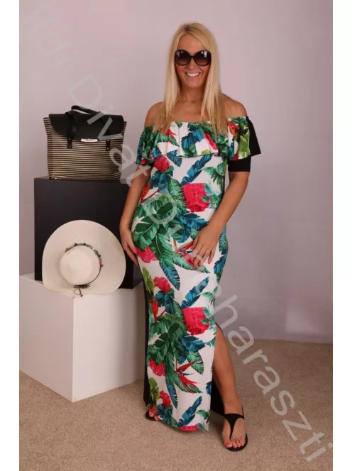 Beauty Fashion Trópusi mintás maxi ruha