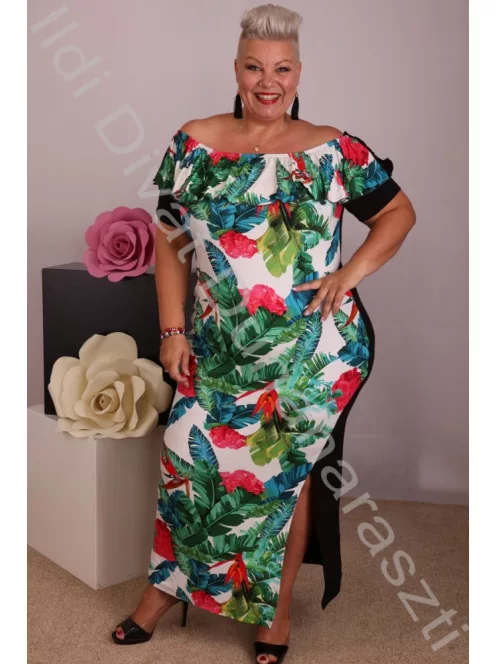 Beauty Fashion Trópusi mintás maxi ruha