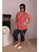 Livello Piros-Fehér Csíkos V-póló