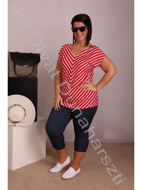 Livello Piros-Fehér Csíkos V-póló