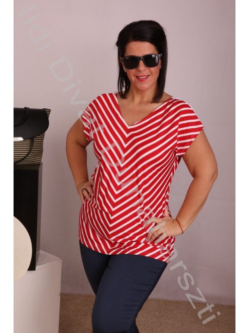 Livello Piros-Fehér Csíkos V-póló