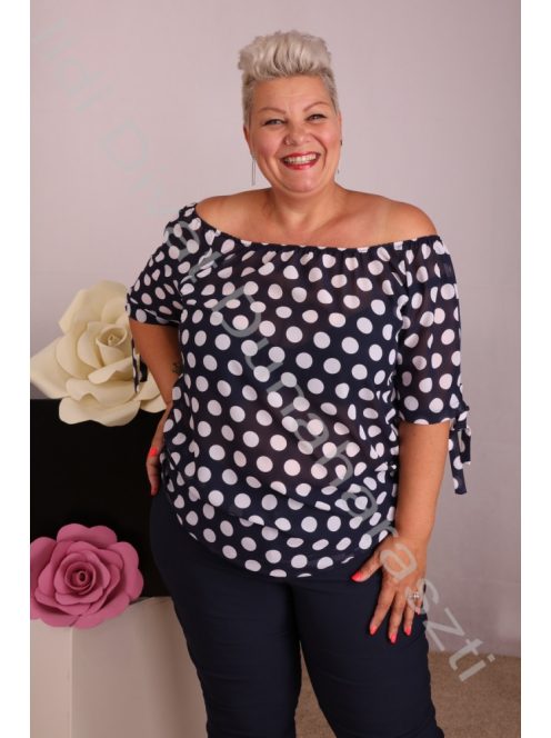 Livello Sötétkék pöttyös blúz