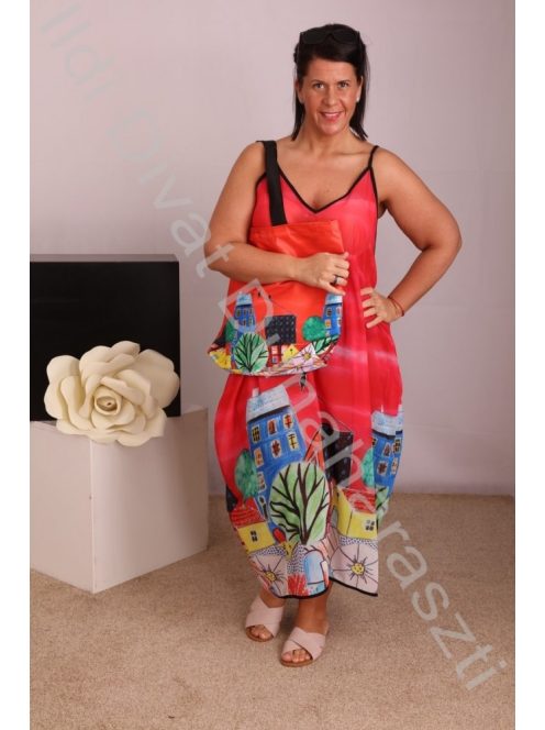 CN-G Piros házikós ruha + táska