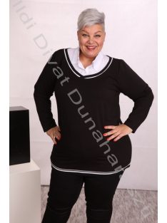 I&M PLUS Fekete gombos, galléros felső