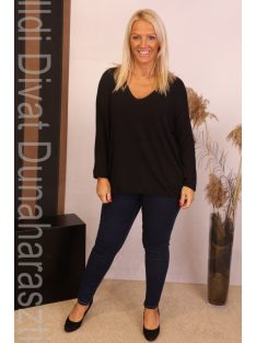 Basic V Nyakú Fekete Kötött Felső