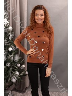 Basic szívecskés barna pulcsi