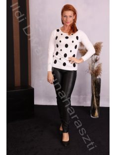 Basic fekete pöttyös fehér pulcsi