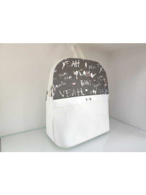 Via Fehér-Ezüst Feliratos Áfra Hátitáska