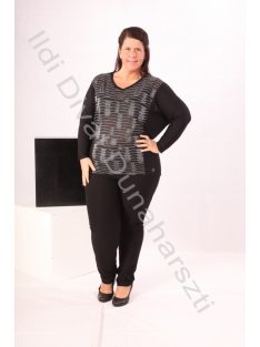 Beauty Fashion Fekete-Ezüst Betétes Tunika