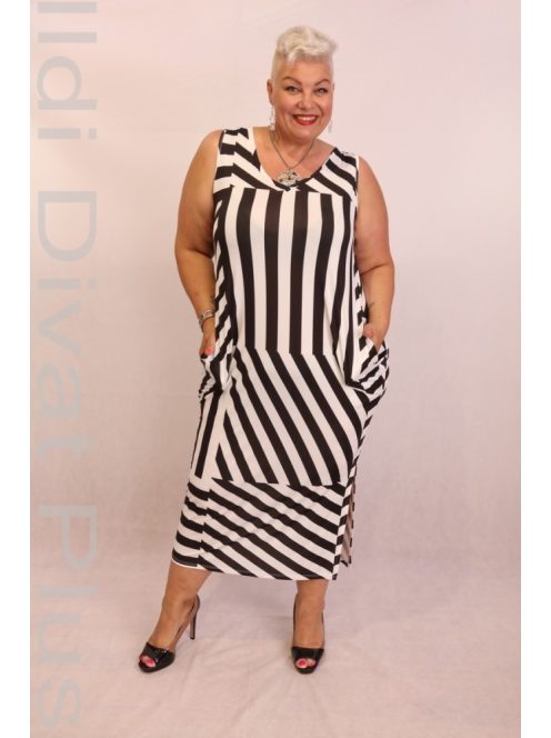 Beauty Fekete-Fehér Csíkos Ruha