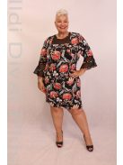 Beauty Sötétkék Alapon Piros Virág Mintás Komplé