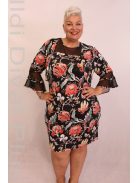 Beauty Sötétkék Alapon Piros Virág Mintás Komplé