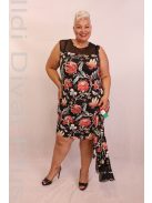 Beauty Sötétkék Alapon Piros Virág Mintás Komplé