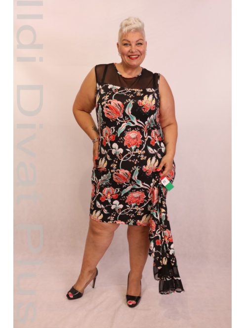 Beauty Sötétkék Alapon Piros Virág Mintás Komplé