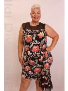 Beauty Sötétkék Alapon Piros Virág Mintás Komplé