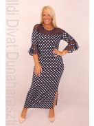 Beauty Fashion Kék-Fehér Pöttyös Maxi Ruha-M