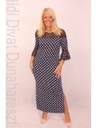 Beauty Fashion Kék-Fehér Pöttyös Maxi Ruha-M