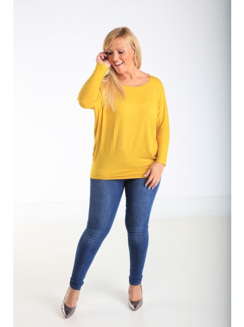 Black&White Mustár Aida Kerek Nyakú Felső