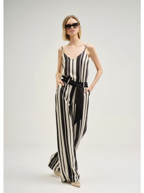 Cristina Barros Fekete-Beige Csíkos Lolita Top