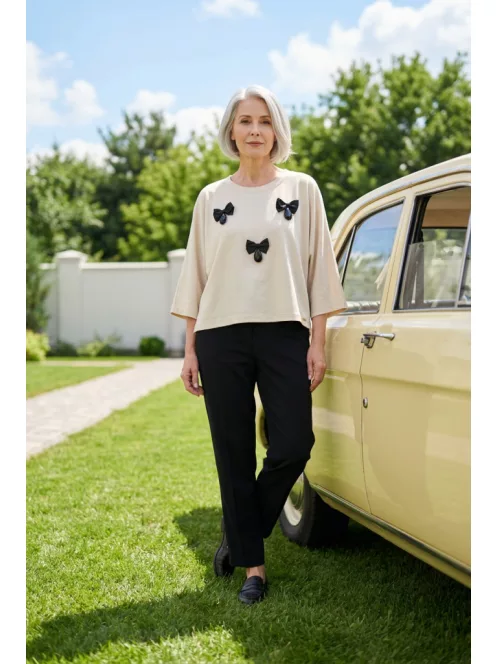 Cristina Barros Beige-Fekete Masnika Felső