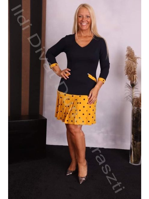 Crafty Clothes Sárga Pöttyös rakott ruha