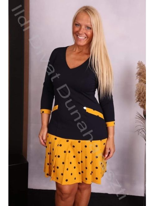 Crafty Clothes Sárga Pöttyös rakott ruha