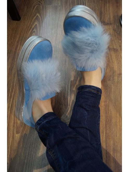 Claudio Dessi Kék szőrmés cipő