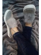 Avanti szürke szőrmés bőr cipő