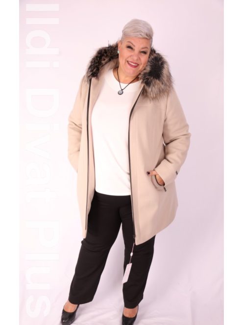 Marienn Beige Zippes Szövet Kabát