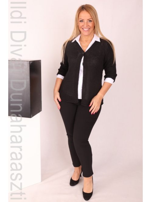 Ladies Fekete Horgolt Kardigán