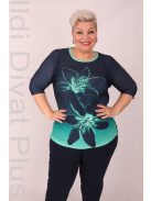 Jakos Kék-Zöld Virág Mintás Tunika-46