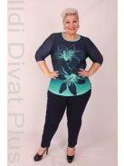 Jakos Kék-Zöld Virág Mintás Tunika-46