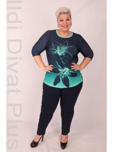 Jakos Kék-Zöld Virág Mintás Tunika