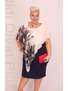 Botega Elena Kék-Púder Muszlin Virágos Ruha