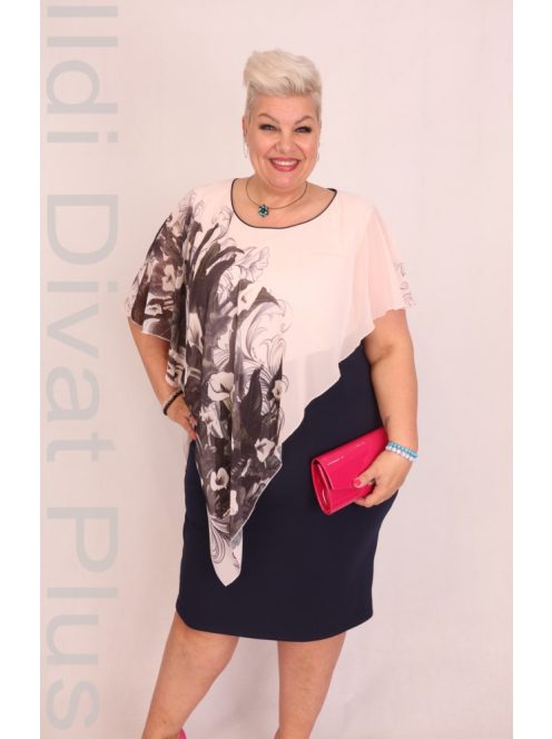 Botega Elena Kék-Púder Muszlin Virágos Ruha