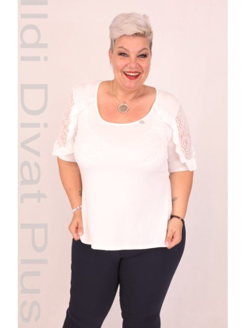 Crafty Clothes Ekrü Csipkés Vállú Felső-38