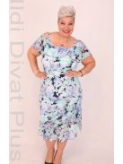 Ajso Kék-Pink Virágos Fodros Ruha