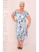 Ajso Kék-Pink Virágos Fodros Ruha