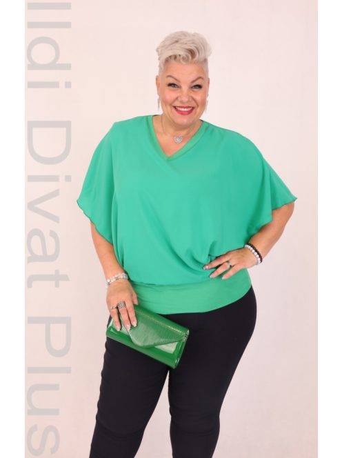 Mandala Zöld V nyakú Muszlin Felső