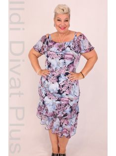 Ajso Kék-Lila Fodros Muszlinos Ruha