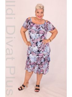 Ajso Kék-Lila Fodros Muszlinos Ruha