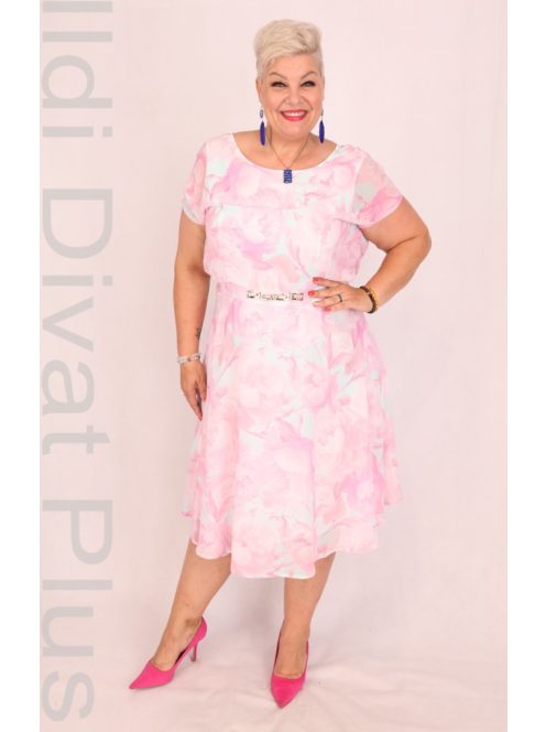 Trynite Menta-Rózsaszín Virágos Ruha
