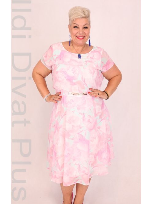 Trynite Menta-Rózsaszín Virágos Ruha