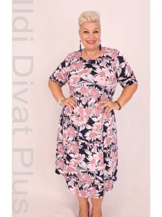 Aida Kék-Púder Virágos Ruha