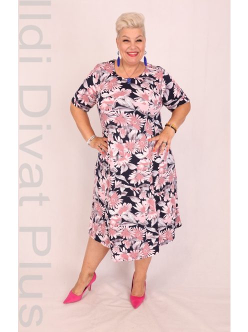 Aida Kék-Púder Virágos Ruha