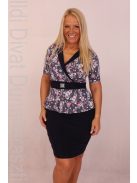 Riva Kék-Púder Virágos Ruha